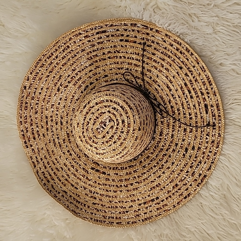 Tan & Leopard Trim Sunbathing Hat